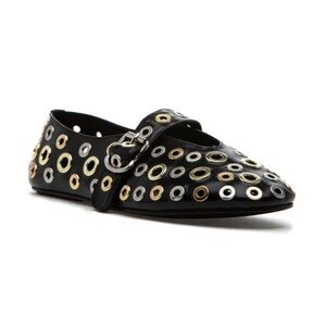 Jeffrey Campbell Black and Gold Studded Flats/ Mary janes